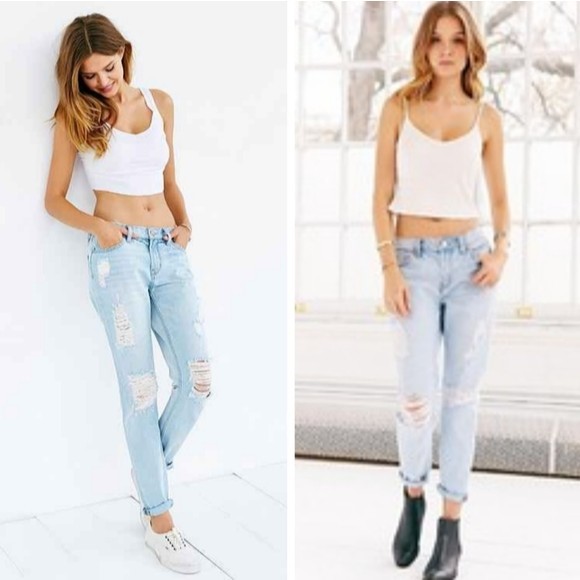 BDG Urban Outfitters Slim Boyfriend Jeans Distressed Ripped Jeans Blue 29 - Picture 2 of 6